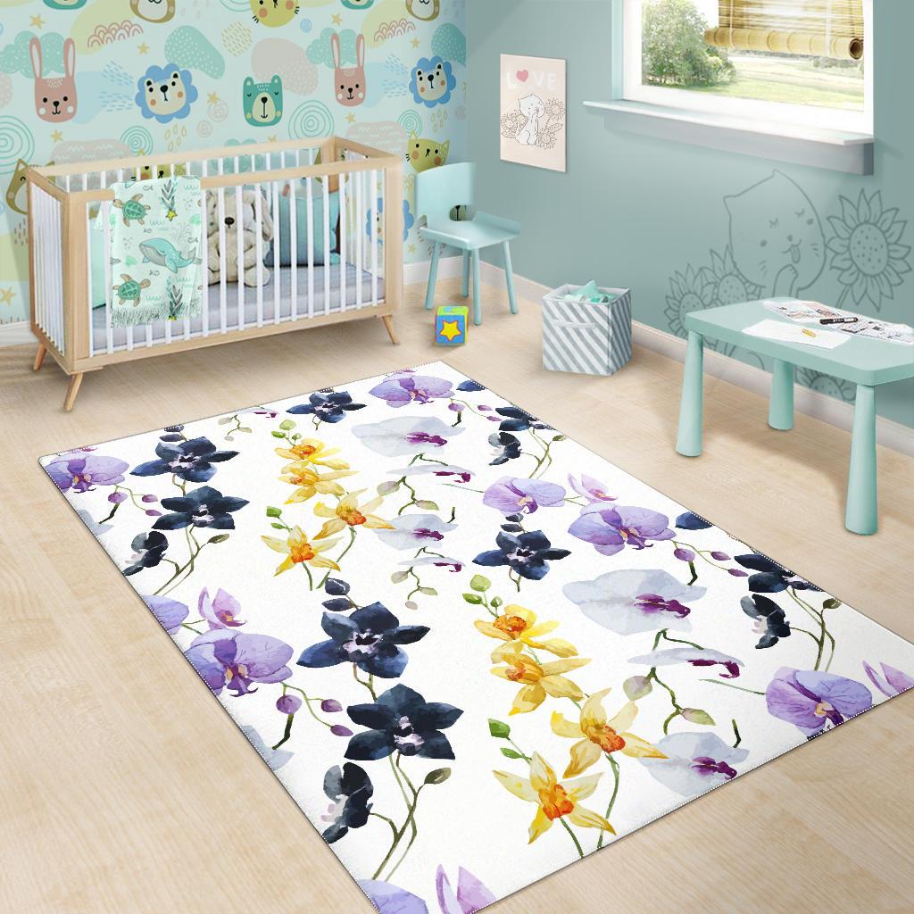 Orchid Pattern Background Area Rug