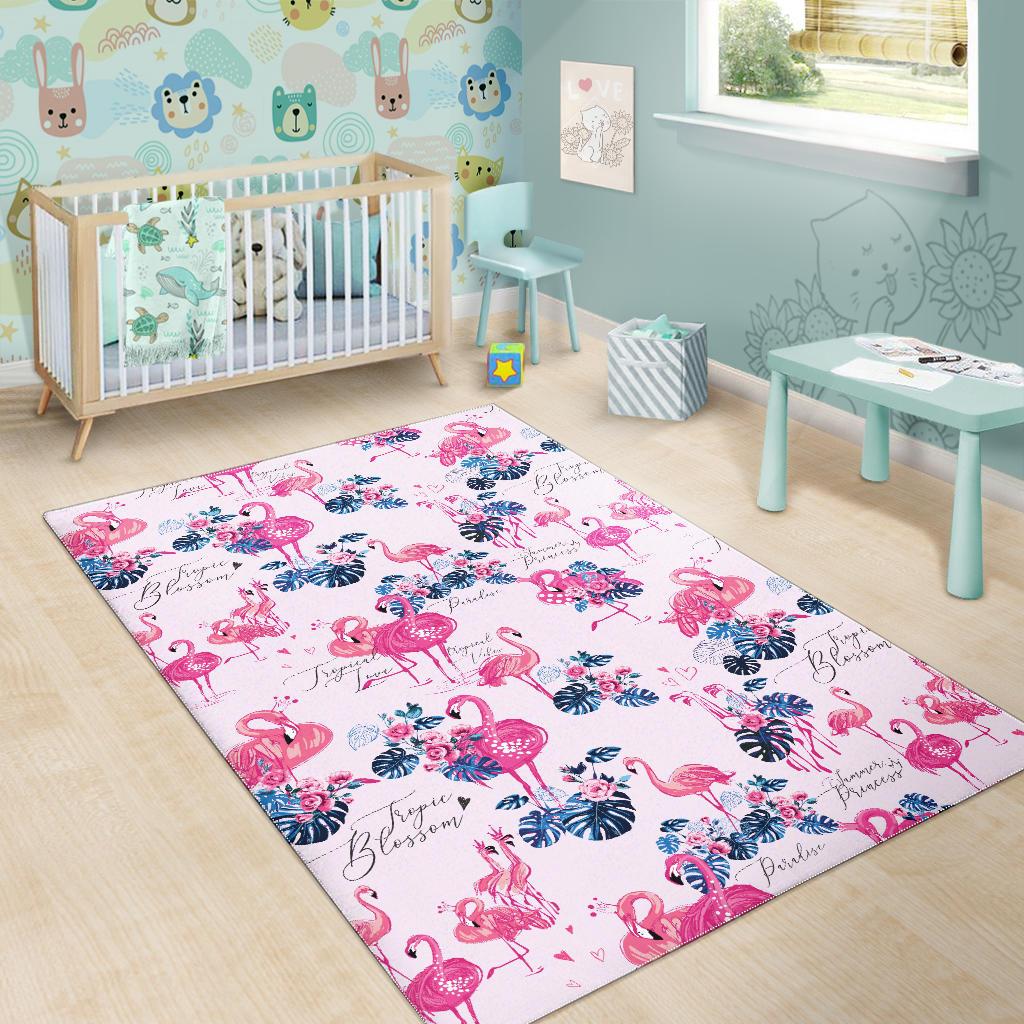 Flamingo Pink Pattern Area Rug