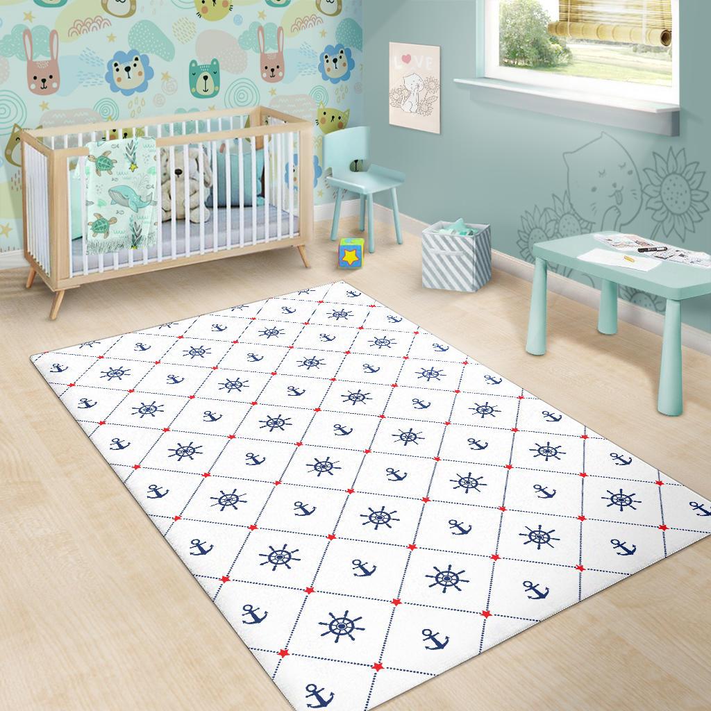 Anchor rudder nautical design pattern Area Rug