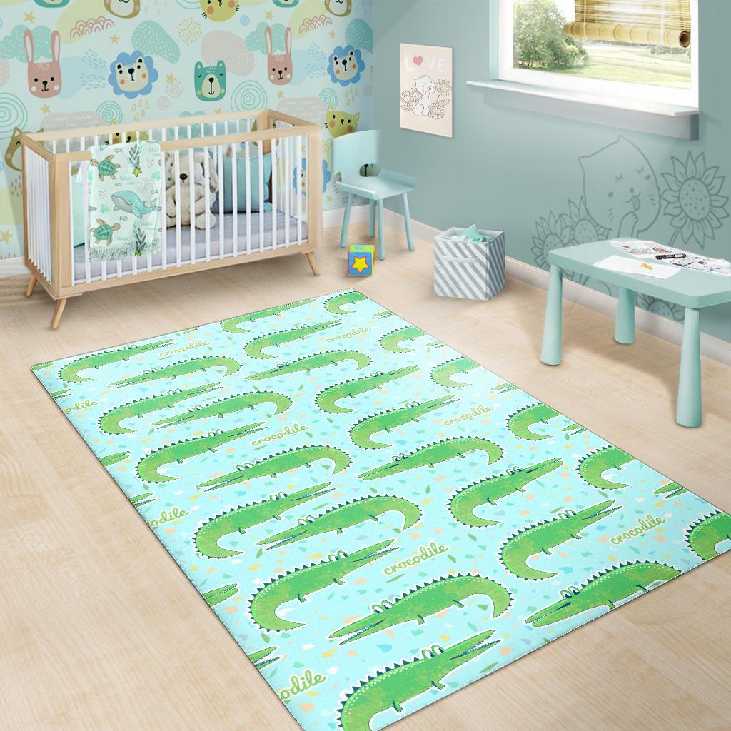 Crocodile Pattern Blue background Area Rug
