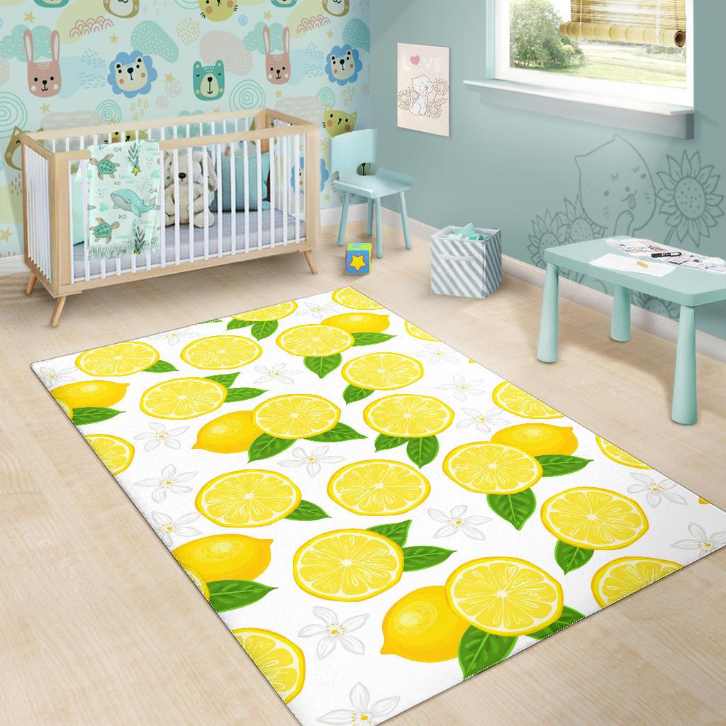 Lemon Flower Pattern Area Rug