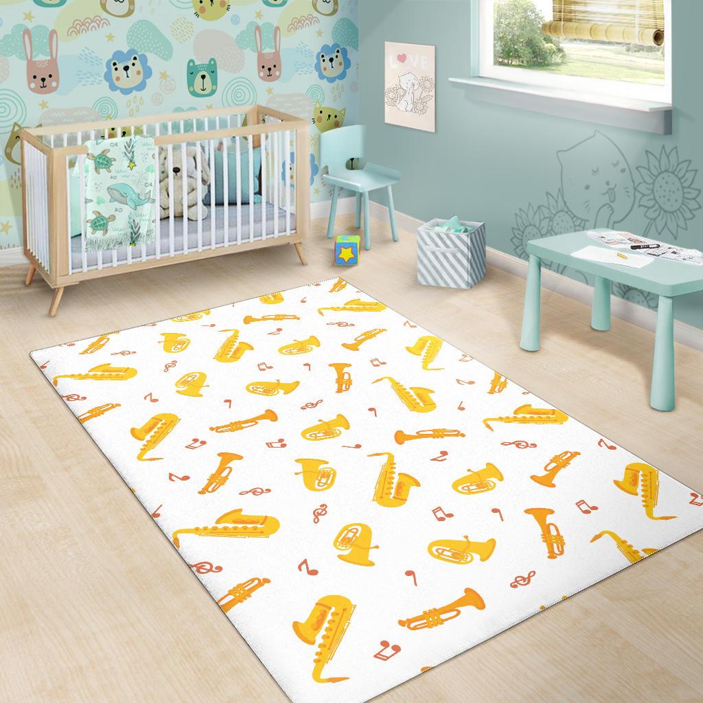 Saxophone Pattern Theme Area Rug