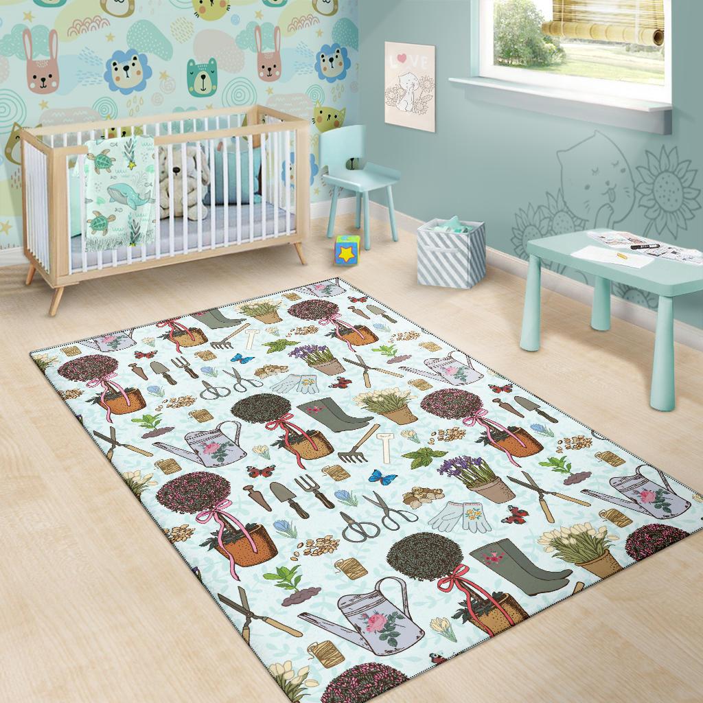 Gardening Pattern Print Design G01 Area Rugs