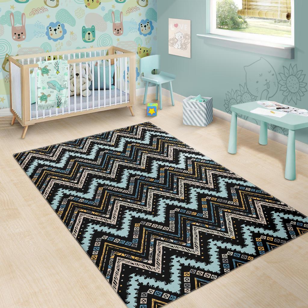 Zigzag Chevron African Afro Dashiki Adinkra Kente Area Rug
