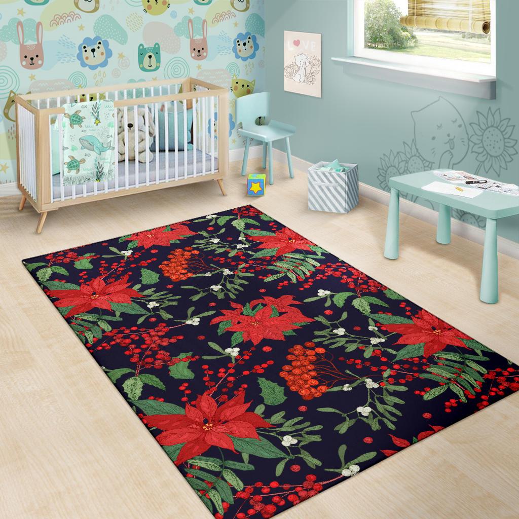 Poinsettia Pattern Print Design POT02 Area Rugs