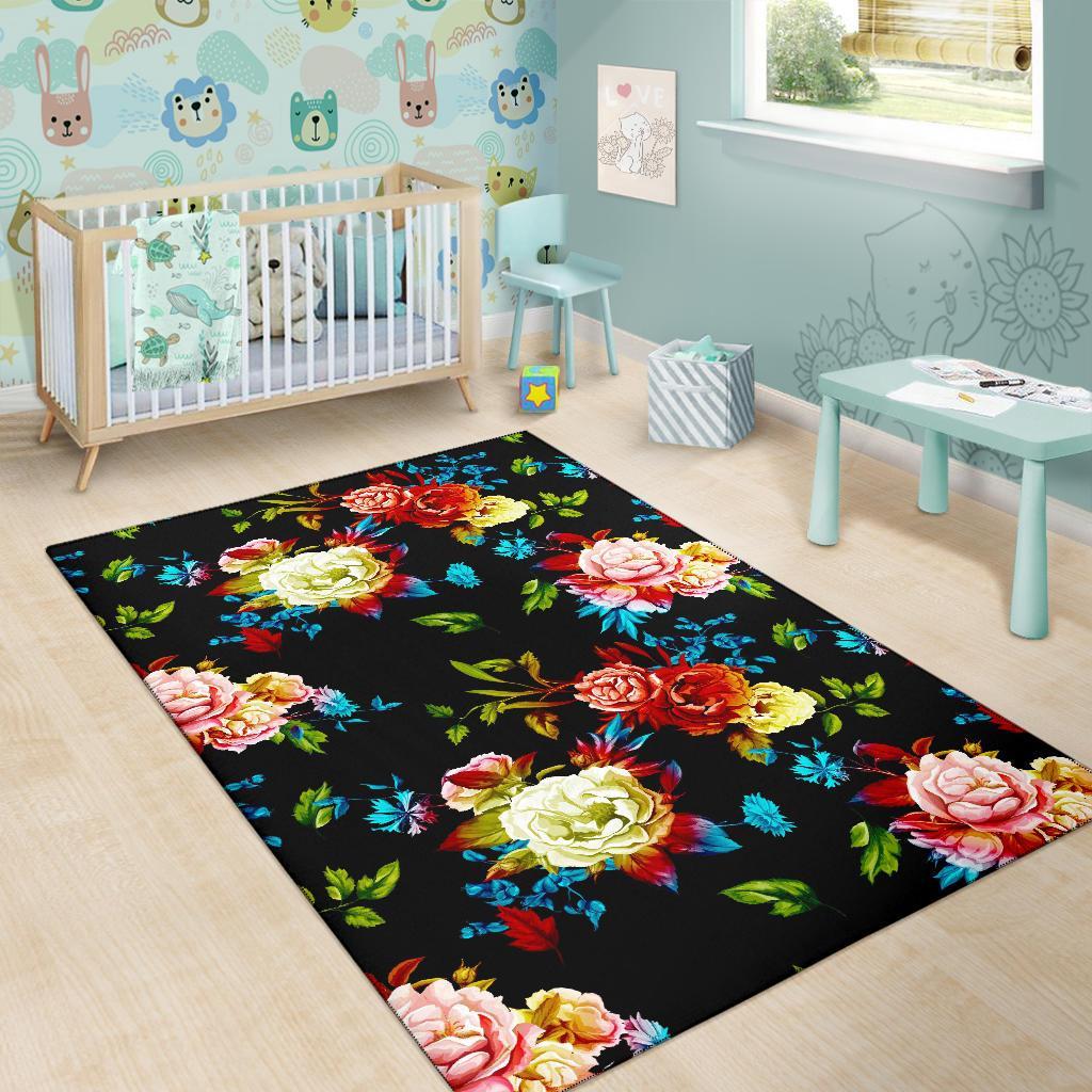 Peony Pattern Print Design PE07 Area Rugs