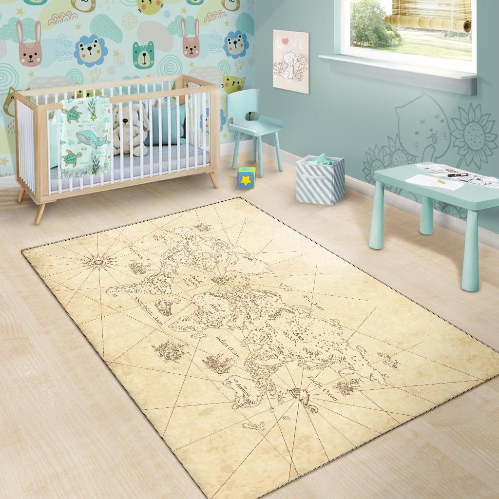 World Map Area Rug