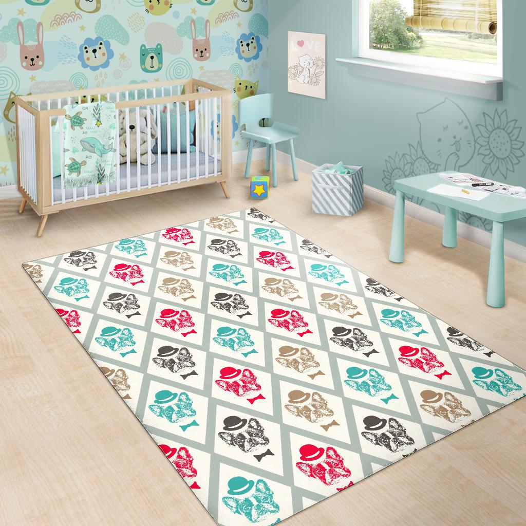 French Bulldog Tuxedo Pattern Area Rug