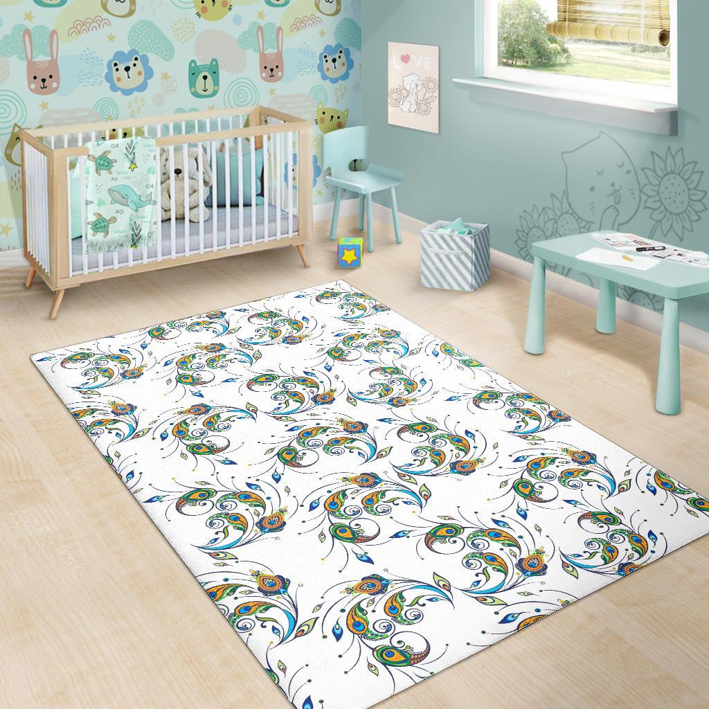 Peacock feather pattern Area Rug