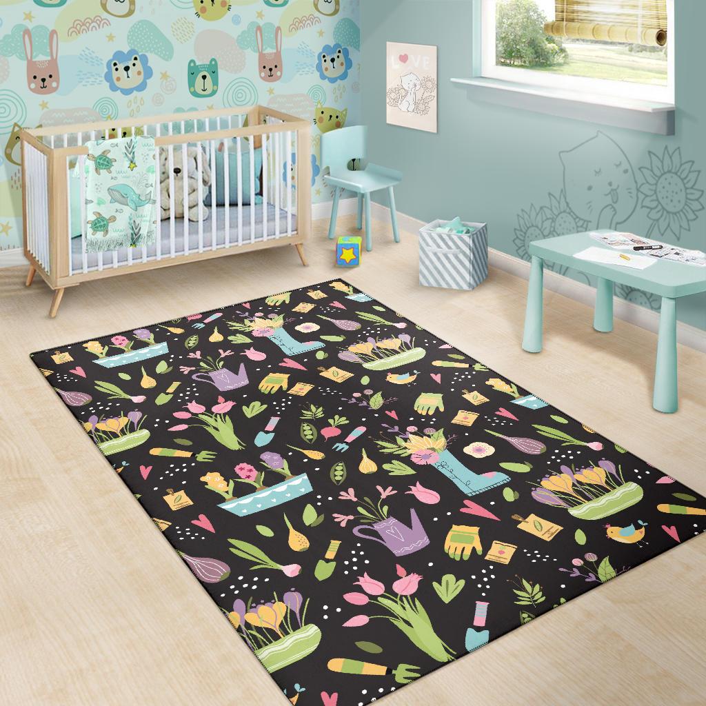 Gardening Pattern Print Design G03 Area Rugs