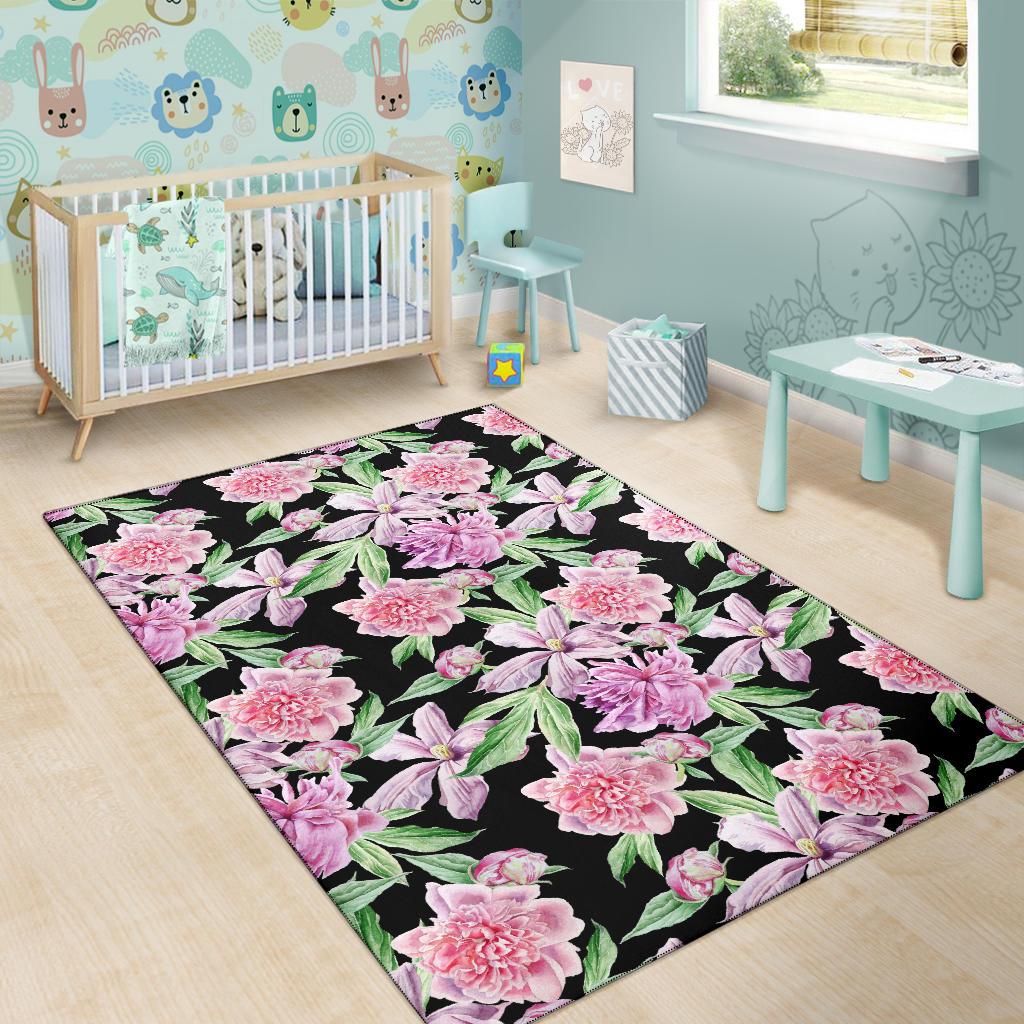 Peony Pattern Print Design PE08 Area Rugs