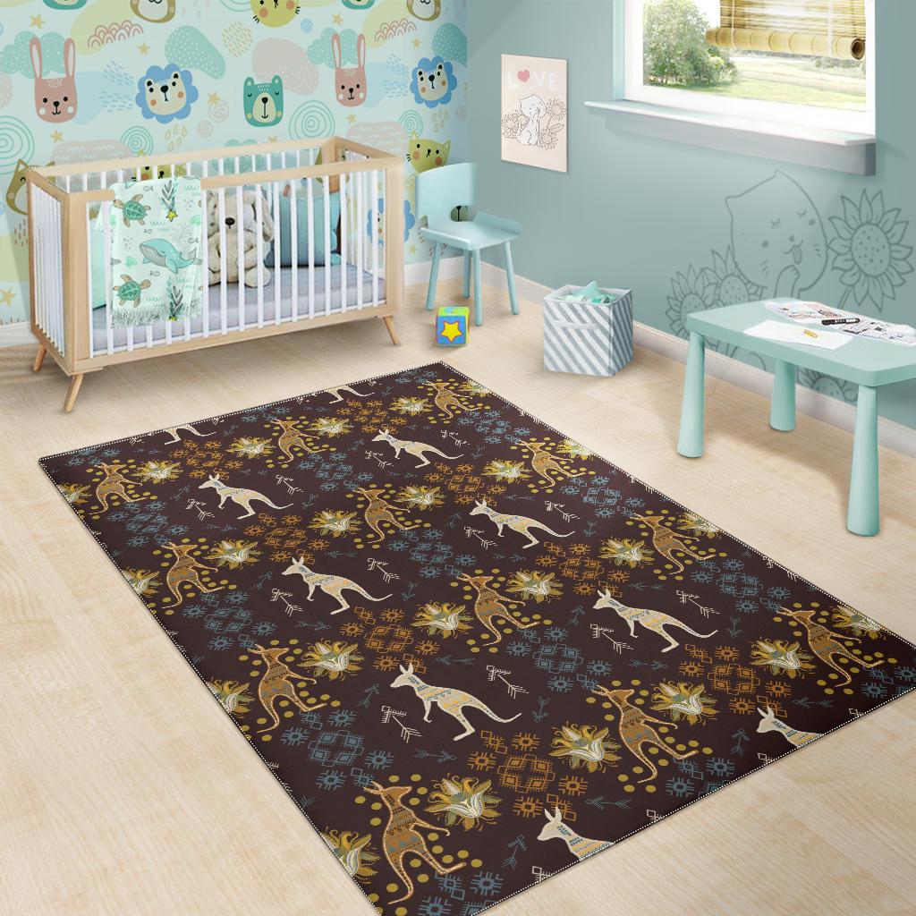 Kangaroo Aboriginal Theme Pattern  Area Rug
