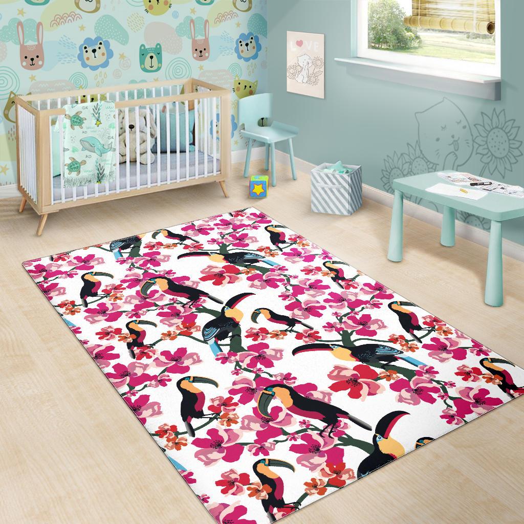 Toucan flower design pattern Area Rug