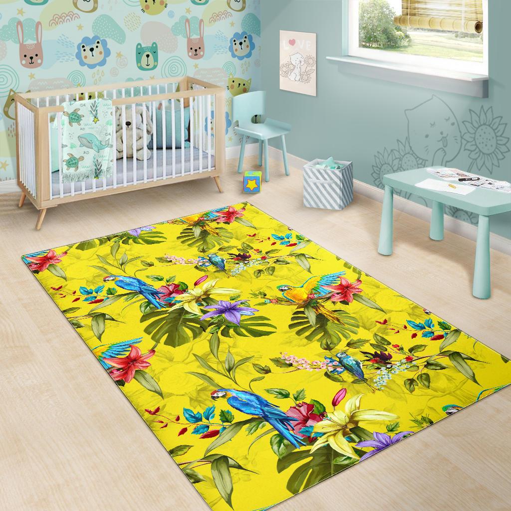 Colorful Parrot Pattern Area Rug