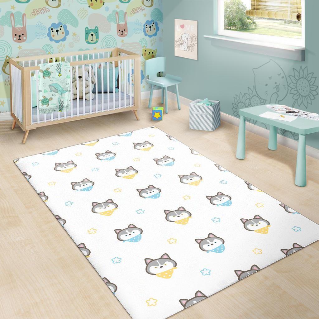 Cute Siberian Husky pattern Area Rug