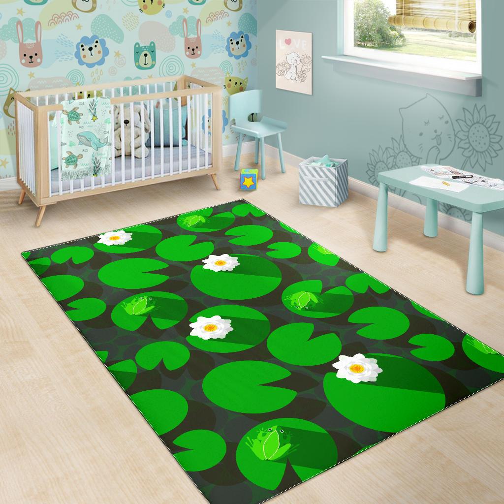 Frog waterlily pattern Area Rug
