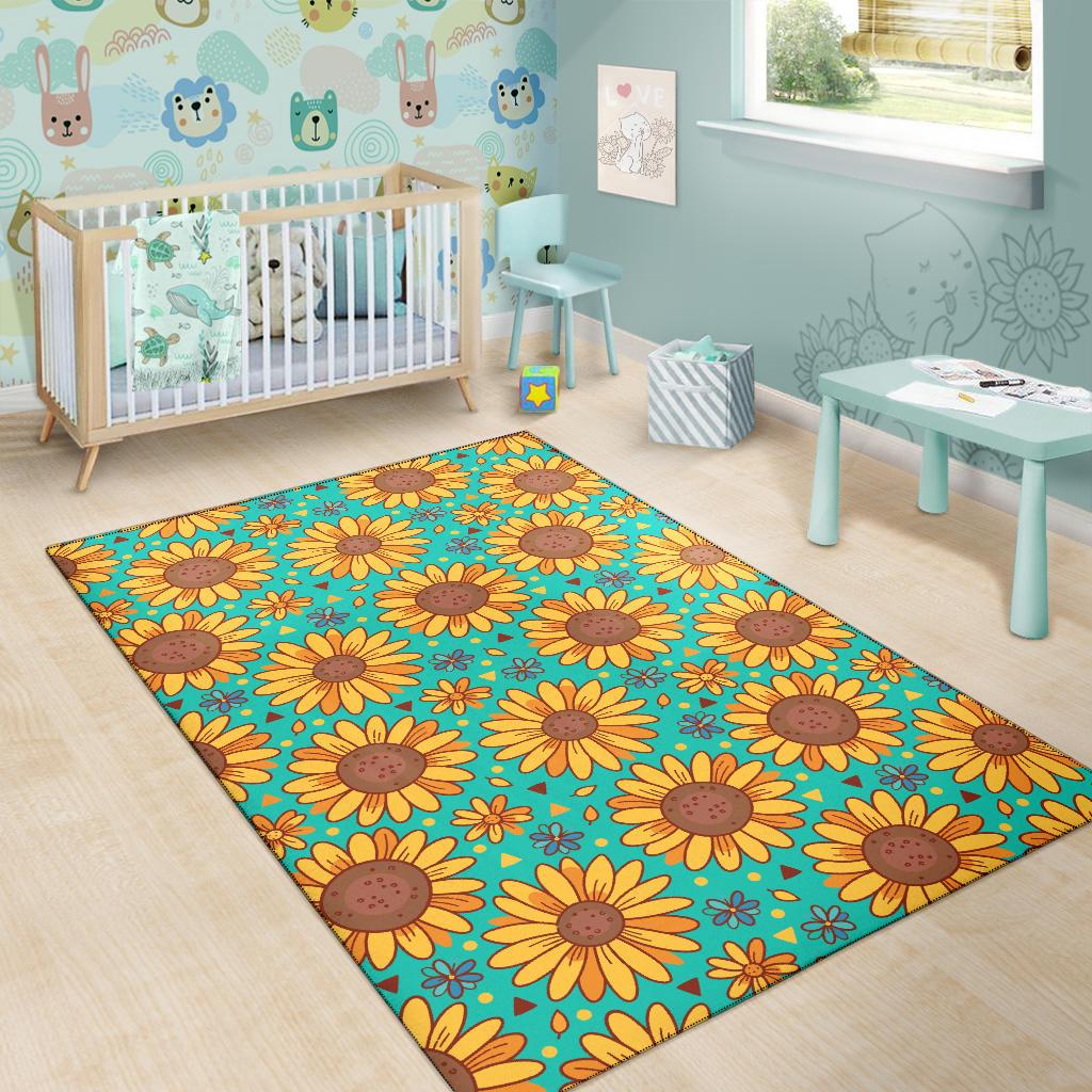 Sunflower Pattern Print Design SF013 Area Rugs