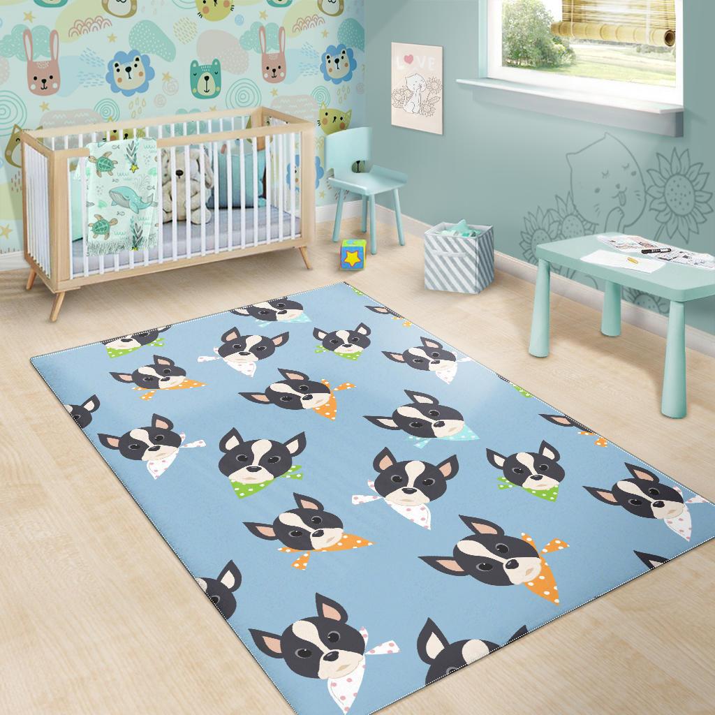 Cute Boston Terrier Pattern Area Rug