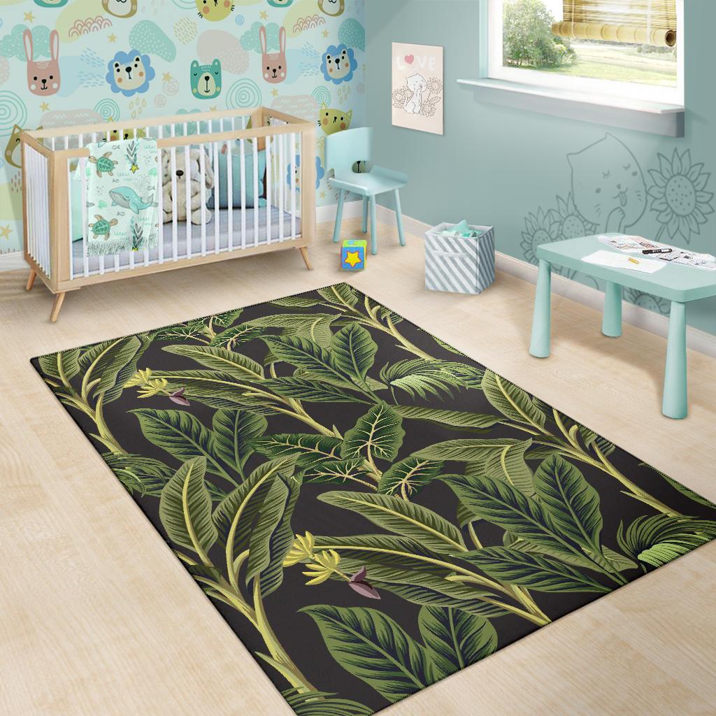 Banana Leaf Pattern Print Design BL04 Area Rugs