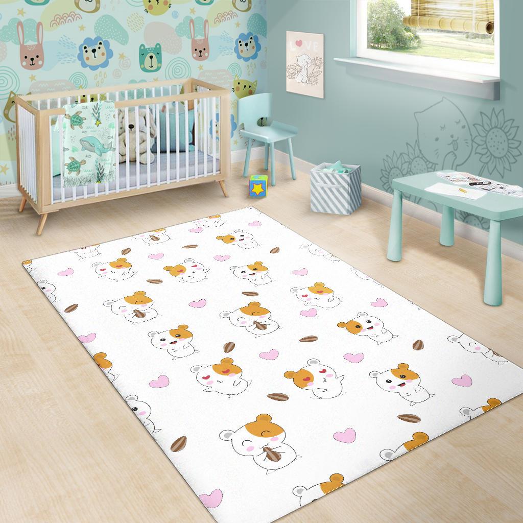 Hamster Seed Heart Pattern Area Rug