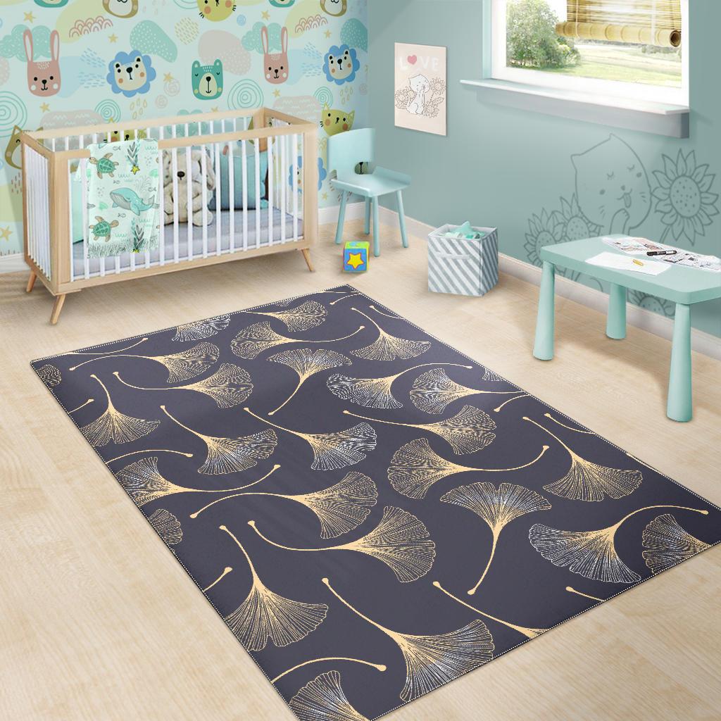 Gold ginkgo leaves Area Rug