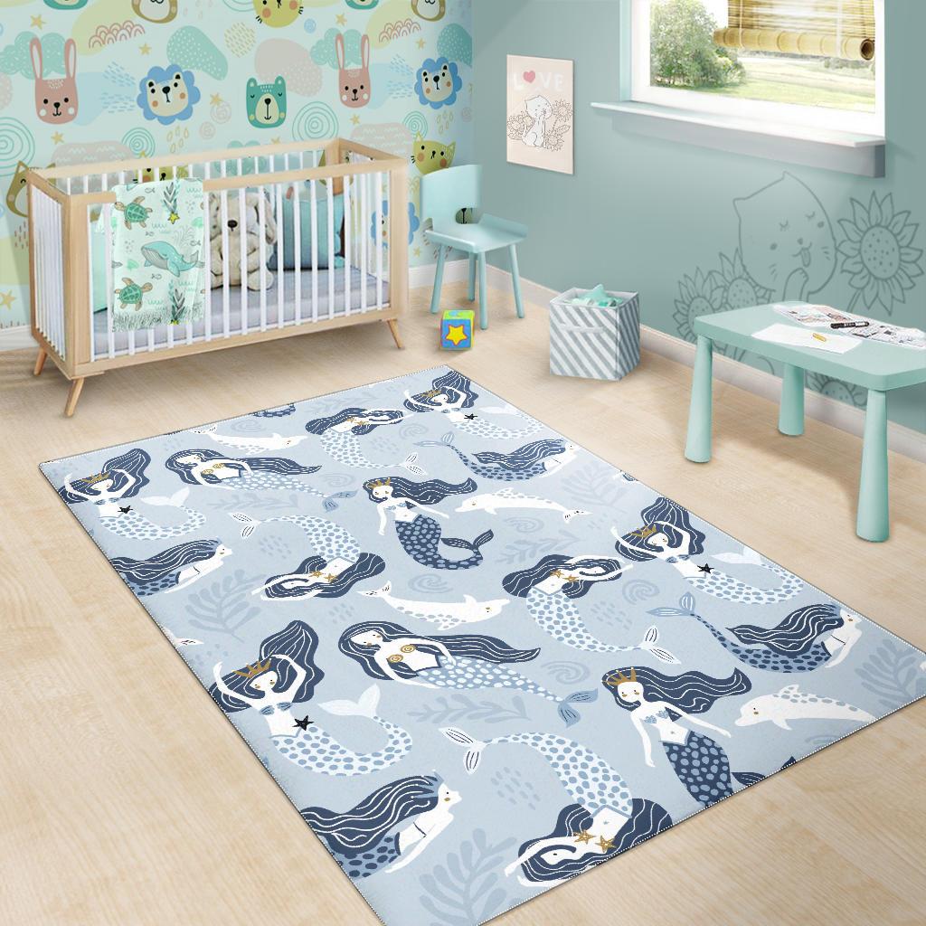 Mermaid Dolphin Pattern Area Rug