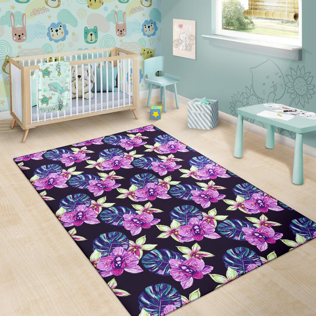 Orchid Pattern Print Design OR010 Area Rugs