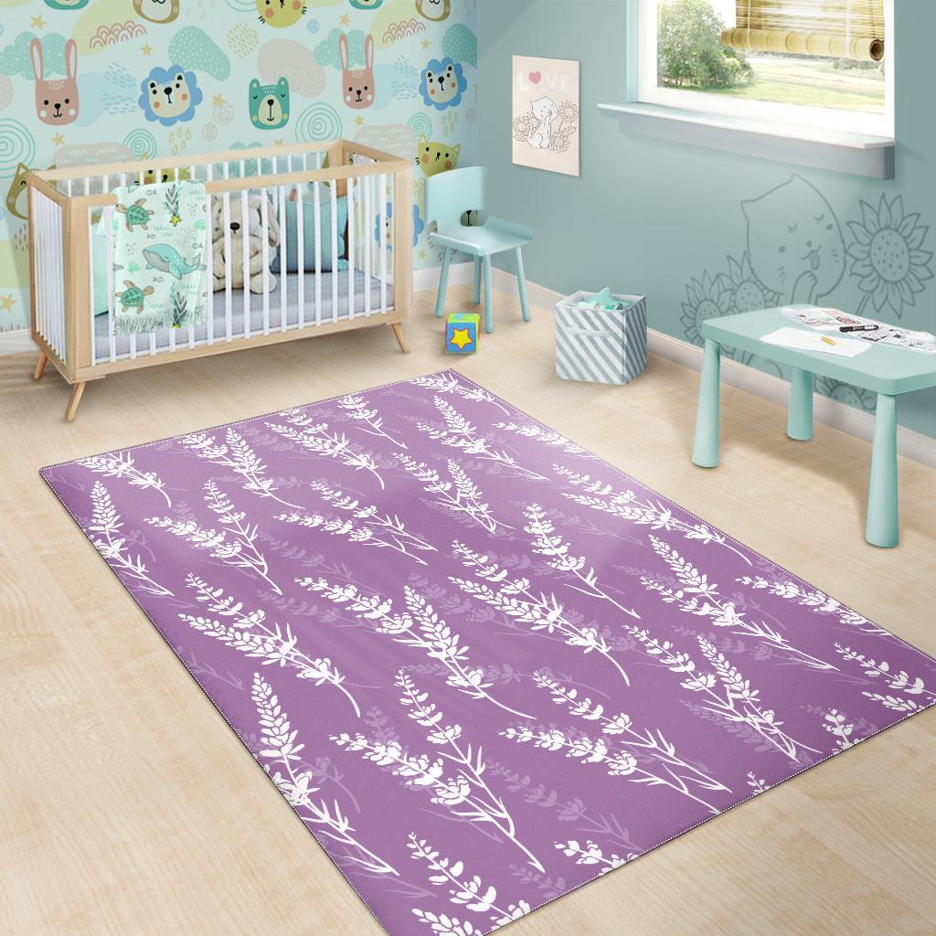 Lavender flowers purple pattern Area Rug