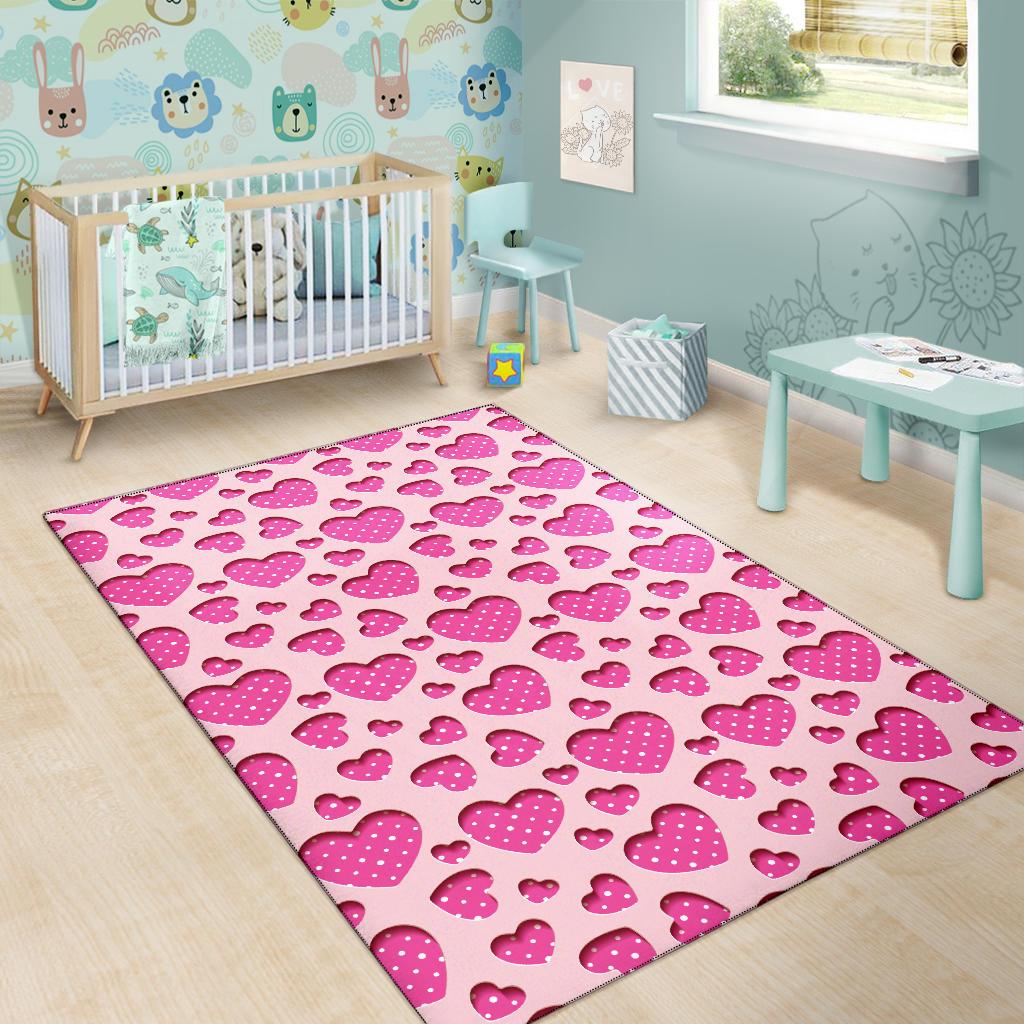 Heart Pink Pattern Print Design HE06 Area Rugs