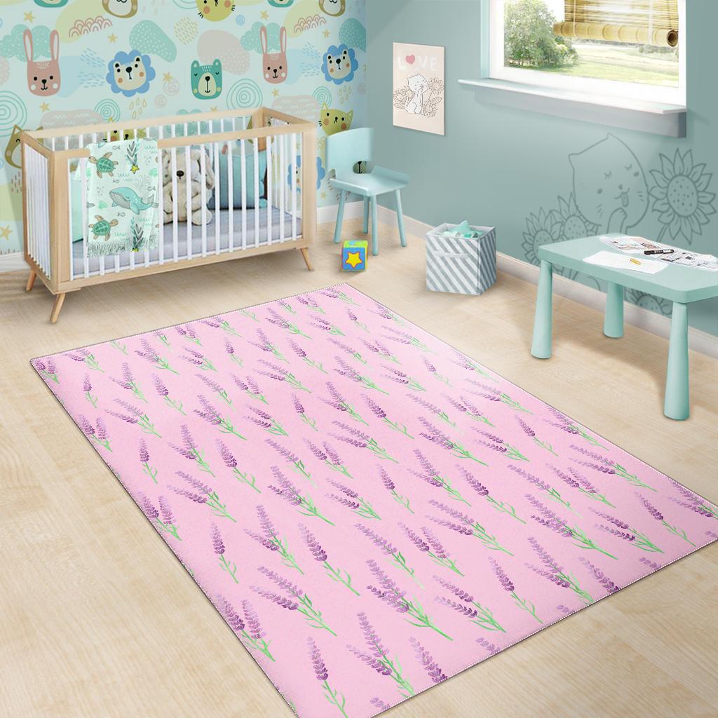 Lavender pattern pink background Area Rug