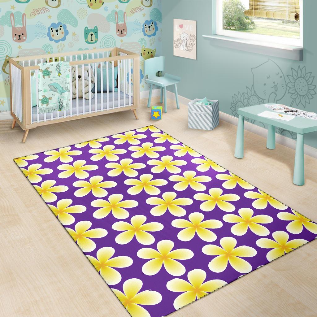 Yellow Plumeria Pattern Print Design PM05 Area Rugs