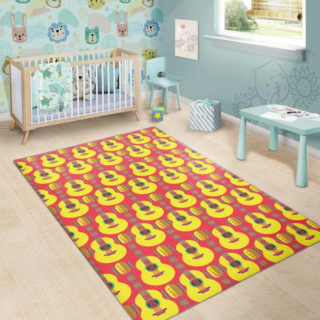 Classic Guitar Theme Pattern Area Rug