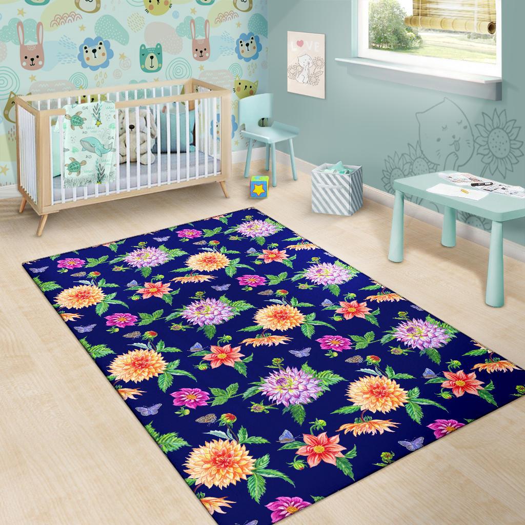 Dahlia Pattern Print Design DH010 Area Rugs