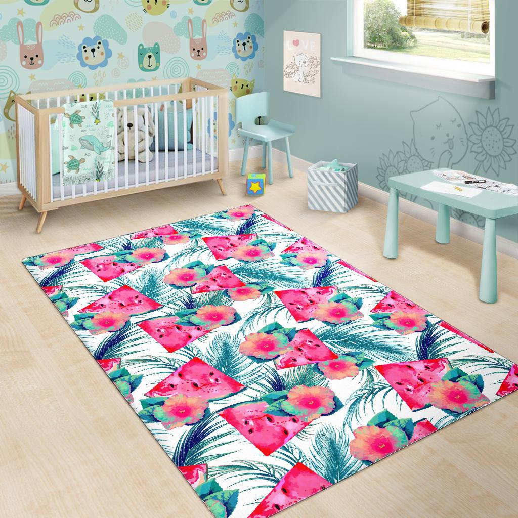 Watermelon Flower Pattern Area Rug