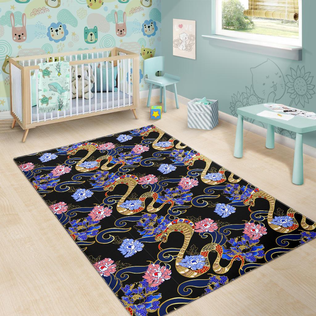 Snake Flower Pattern Area Rug