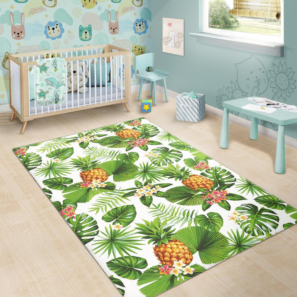 Pineapple Flower Leaves Pattern Area Rug