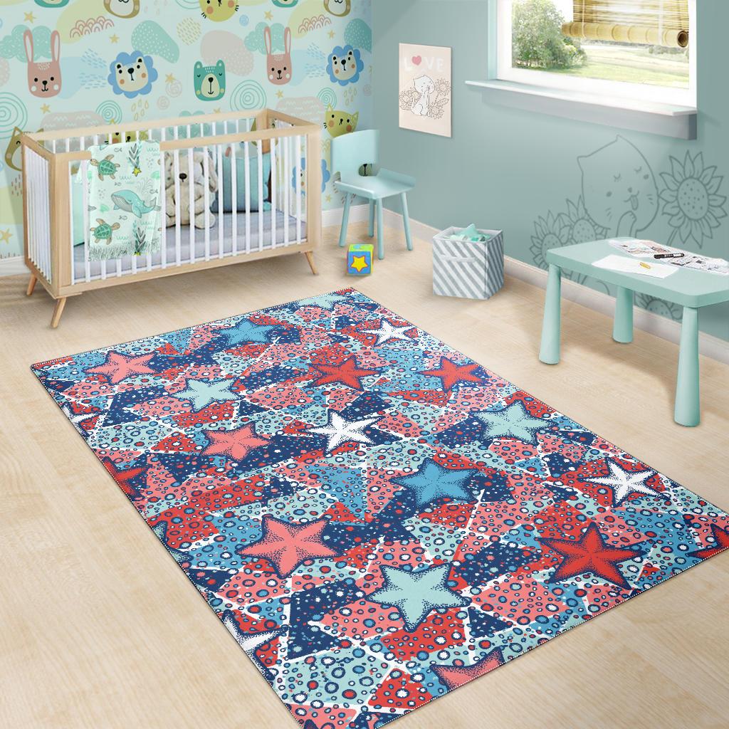 Hand drawn colorful starfish Area Rug
