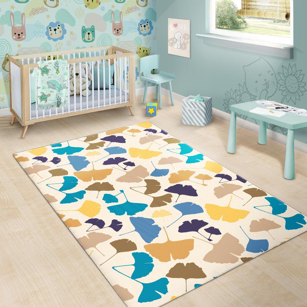 Colorful Ginkgo Leaves Pattern Area Rug