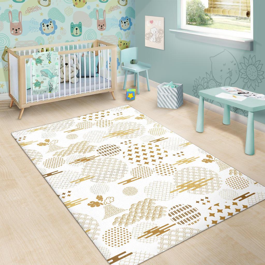 Beautiful gold japanese pattern Area Rug