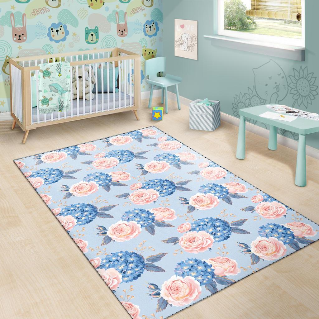 Hydrangea Pattern Print Design HD06 Area Rugs