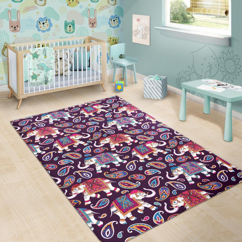 Elephant indian style ornament pattern Area Rug