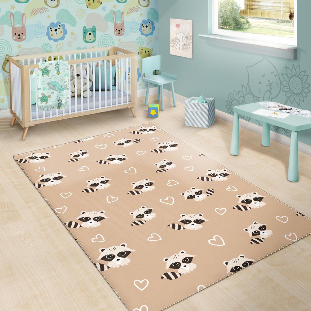 Cute raccoon heart pattern Area Rug