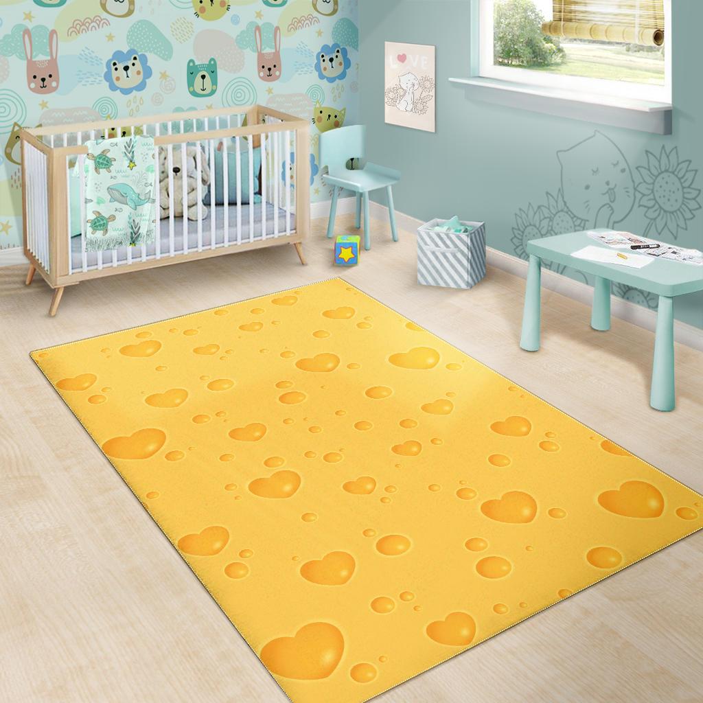 Cheese Heart Texture Pattern Area Rug