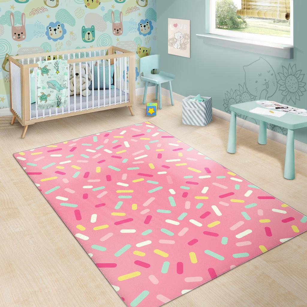 Pink donut glaze candy pattern Area Rug