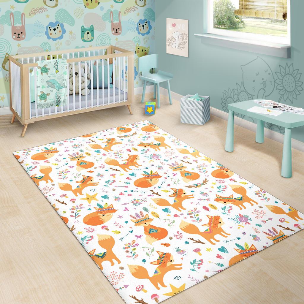 cute tribal fox pattern Area Rug