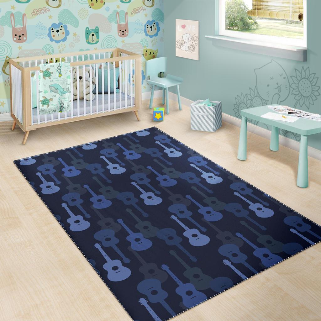Blue Theme guitar pattern Area Rug
