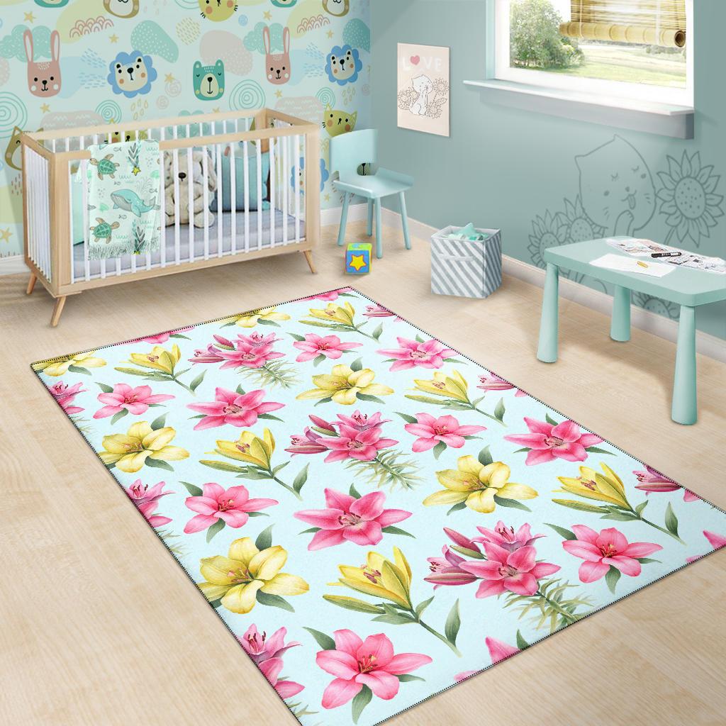 Lily Pattern Print Design LY010 Area Rugs