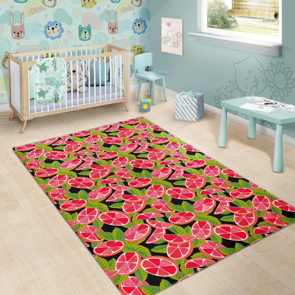 Grapefruit Leaves Pattern Area Rug