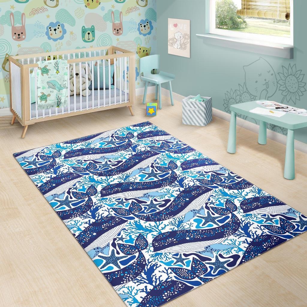 Whale Starfish Pattern Area Rug