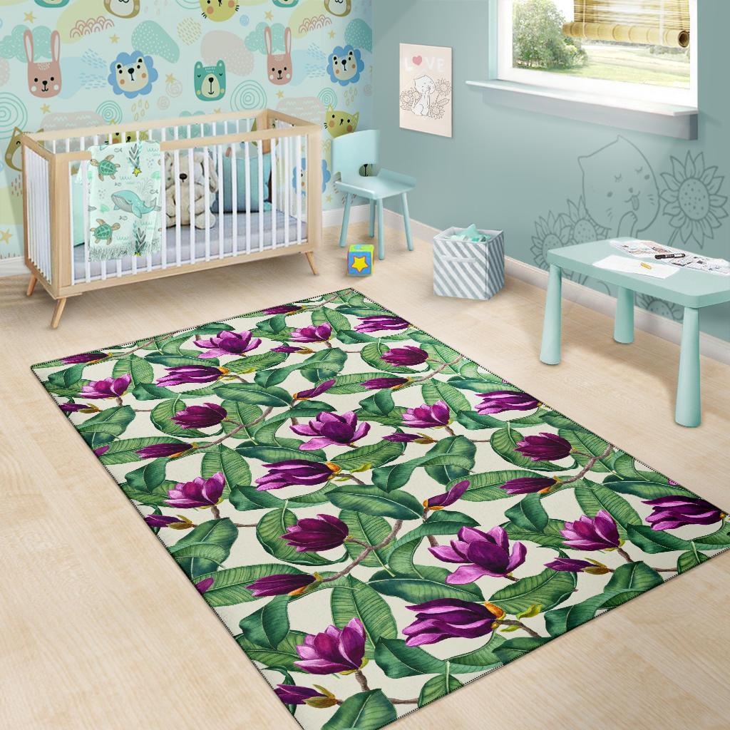 Magnolia Pattern Print Design MAG07 Area Rugs